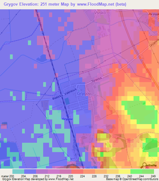 Grygov,Czech Republic Elevation Map