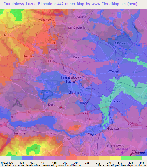 Frantiskovy Lazne,Czech Republic Elevation Map