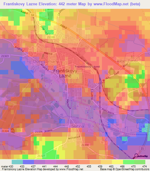 Frantiskovy Lazne,Czech Republic Elevation Map