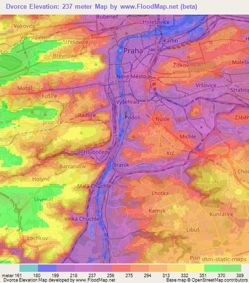 Dvorce,Czech Republic Elevation Map