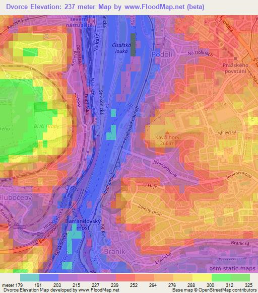Dvorce,Czech Republic Elevation Map