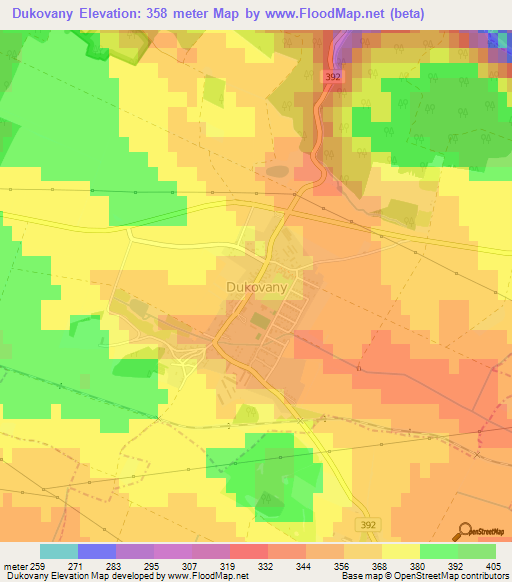 Dukovany,Czech Republic Elevation Map