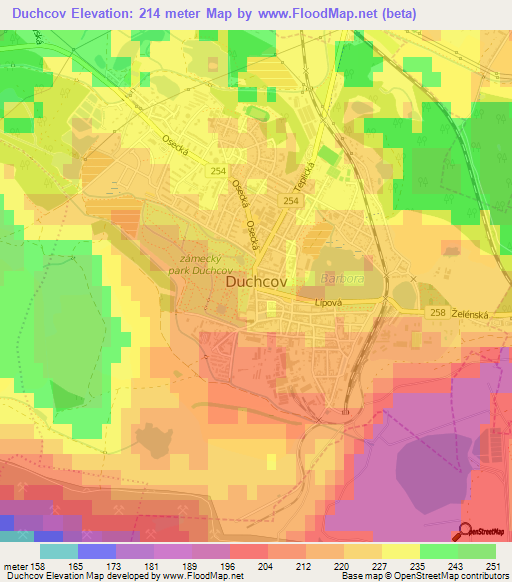 Duchcov,Czech Republic Elevation Map
