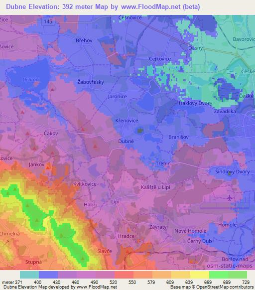 Dubne,Czech Republic Elevation Map