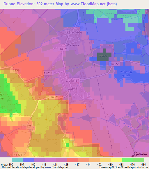 Dubne,Czech Republic Elevation Map