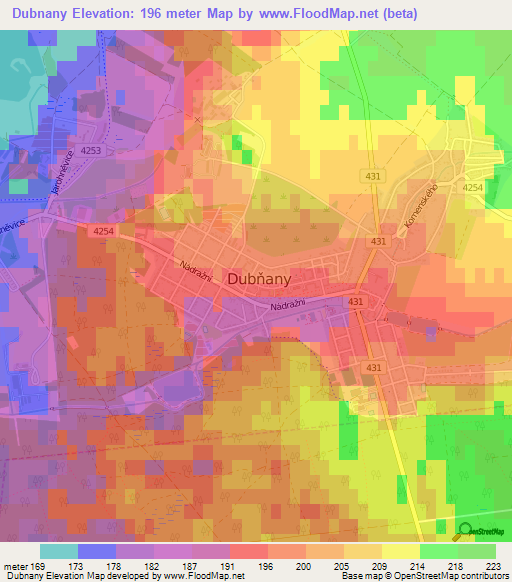 Dubnany,Czech Republic Elevation Map
