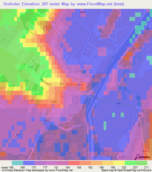 Drnholec,Czech Republic Elevation Map
