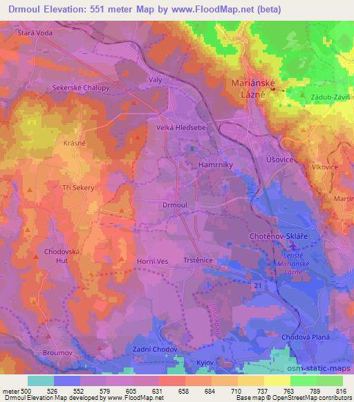 Drmoul,Czech Republic Elevation Map