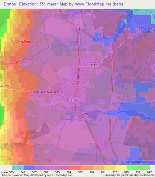 Drmoul,Czech Republic Elevation Map