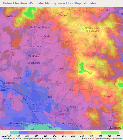 Driten,Czech Republic Elevation Map