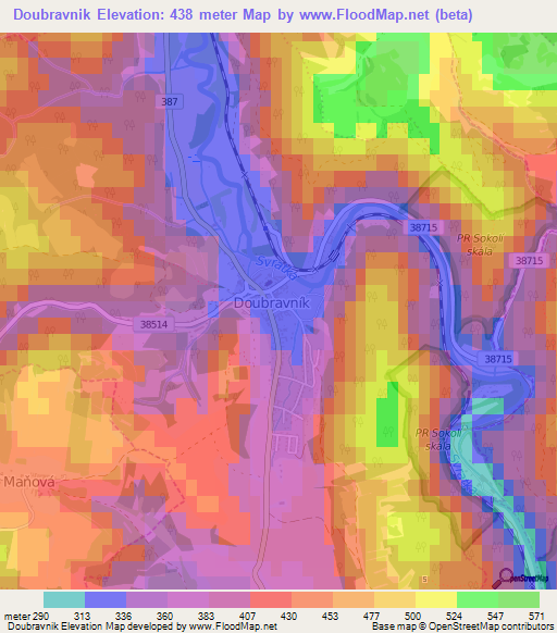 Doubravnik,Czech Republic Elevation Map