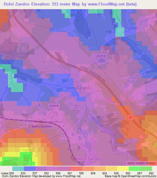 Dolni Zandov,Czech Republic Elevation Map