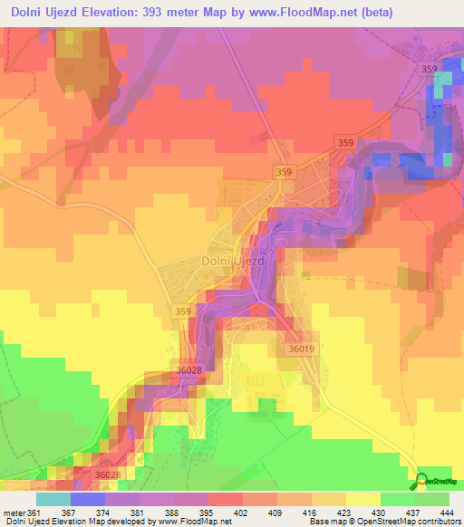 Dolni Ujezd,Czech Republic Elevation Map