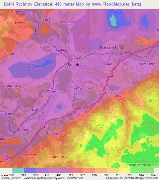 Dolni Rychnov,Czech Republic Elevation Map