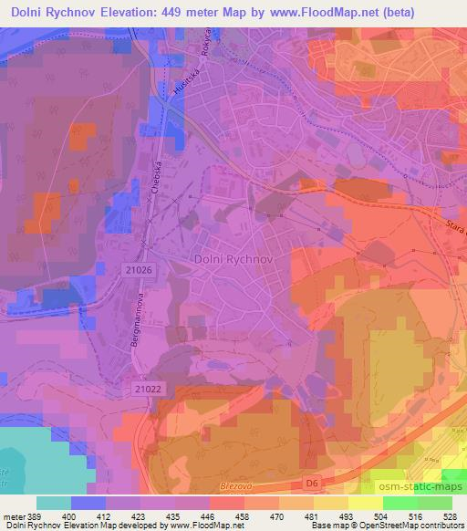 Dolni Rychnov,Czech Republic Elevation Map