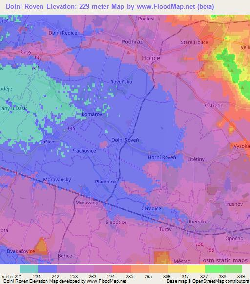 Dolni Roven,Czech Republic Elevation Map