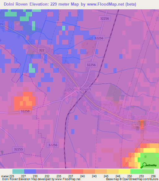 Dolni Roven,Czech Republic Elevation Map