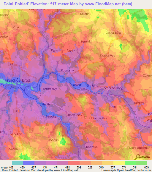 Dolni Pohled',Czech Republic Elevation Map