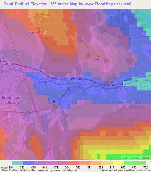 Dolni Podluzi,Czech Republic Elevation Map