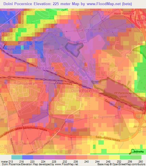 Dolni Pocernice,Czech Republic Elevation Map