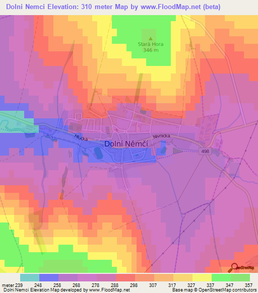 Dolni Nemci,Czech Republic Elevation Map