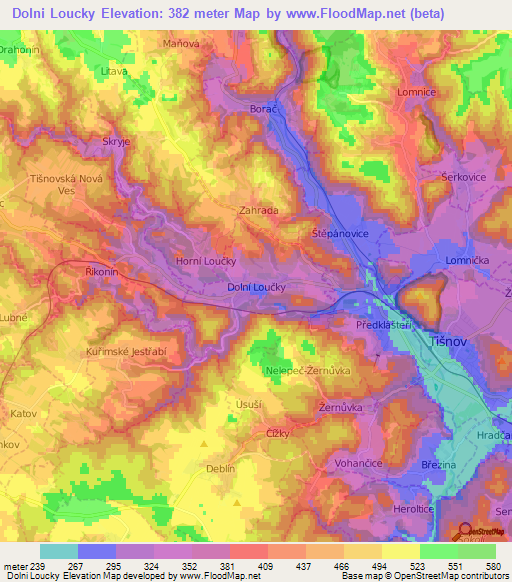 Dolni Loucky,Czech Republic Elevation Map