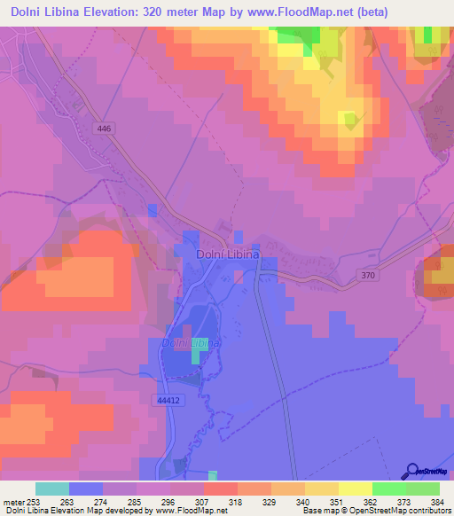 Dolni Libina,Czech Republic Elevation Map