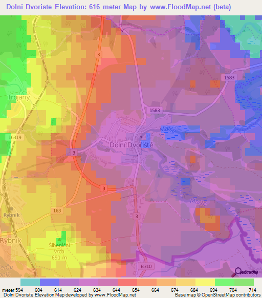 Dolni Dvoriste,Czech Republic Elevation Map