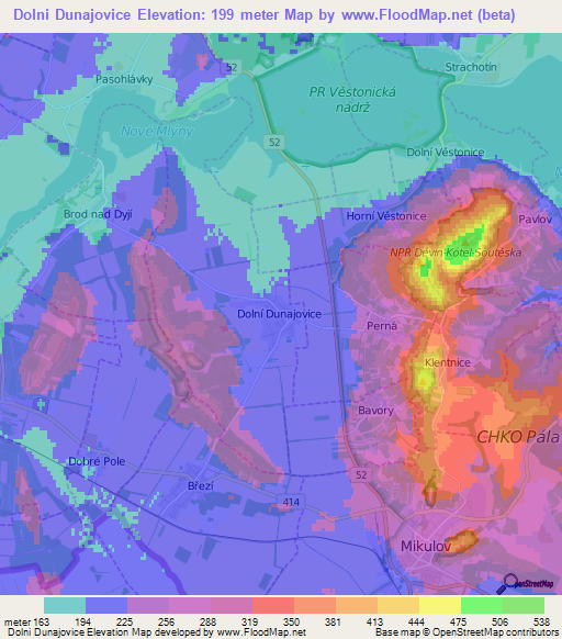 Dolni Dunajovice,Czech Republic Elevation Map