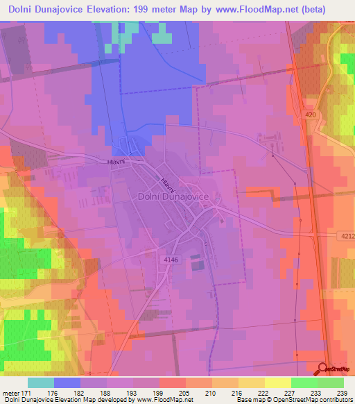 Dolni Dunajovice,Czech Republic Elevation Map