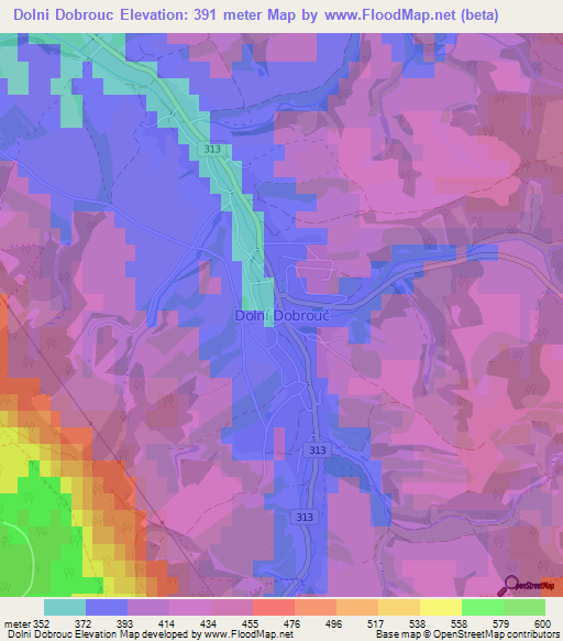 Dolni Dobrouc,Czech Republic Elevation Map