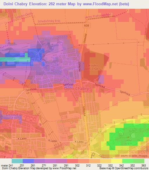 Dolni Chabry,Czech Republic Elevation Map