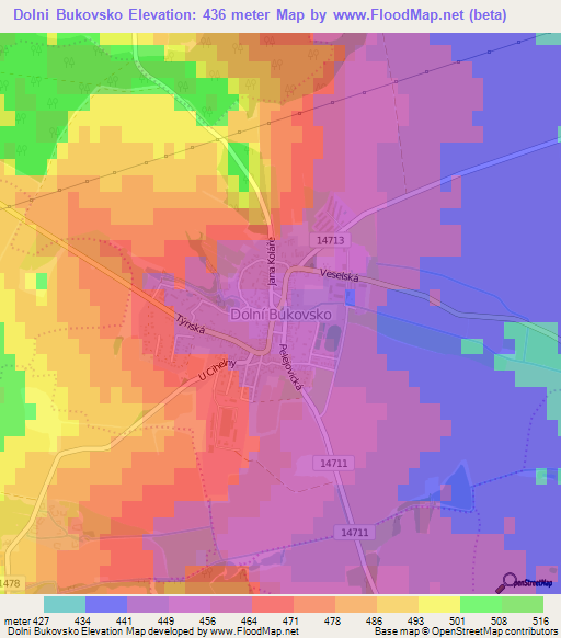 Dolni Bukovsko,Czech Republic Elevation Map