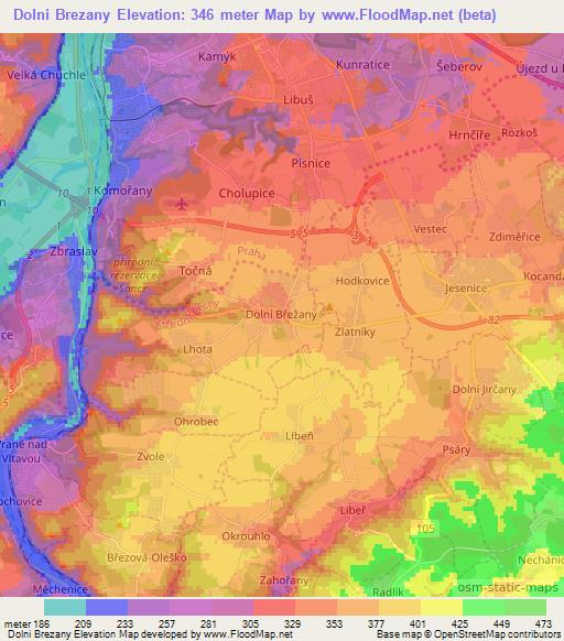 Dolni Brezany,Czech Republic Elevation Map