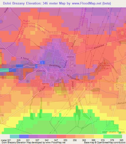 Dolni Brezany,Czech Republic Elevation Map