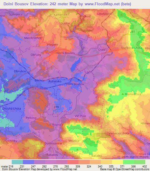 Dolni Bousov,Czech Republic Elevation Map