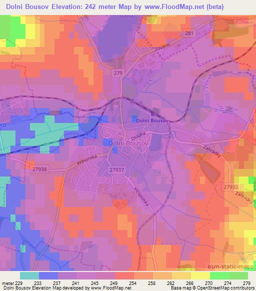 Dolni Bousov,Czech Republic Elevation Map