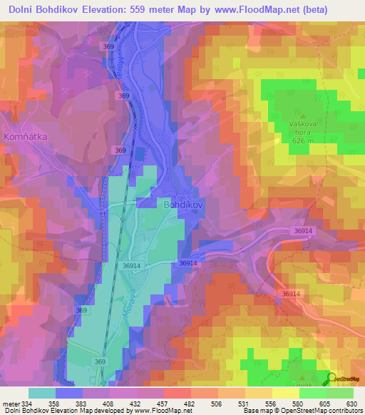 Dolni Bohdikov,Czech Republic Elevation Map