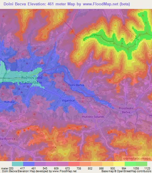Dolni Becva,Czech Republic Elevation Map