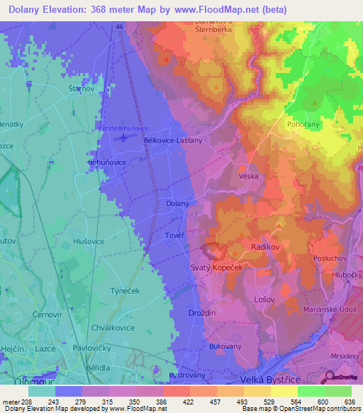 Dolany,Czech Republic Elevation Map