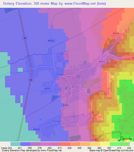 Dolany,Czech Republic Elevation Map