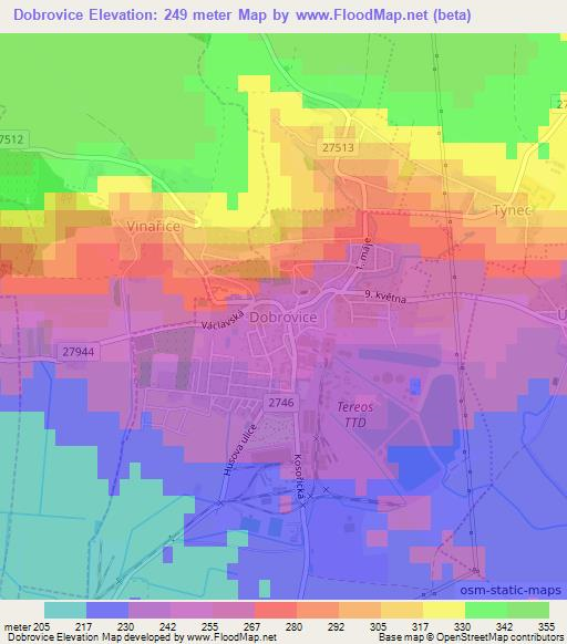 Dobrovice,Czech Republic Elevation Map