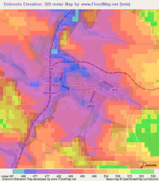 Dobronin,Czech Republic Elevation Map