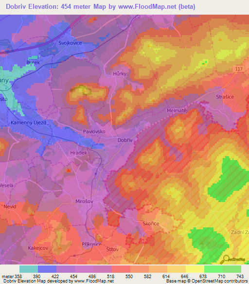 Dobriv,Czech Republic Elevation Map