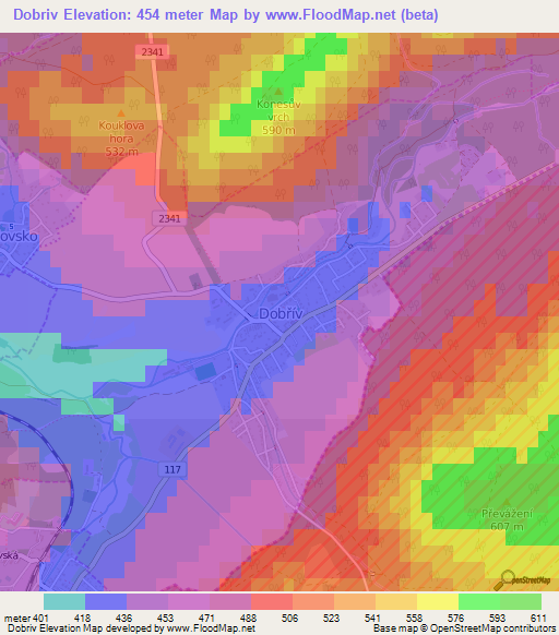 Dobriv,Czech Republic Elevation Map