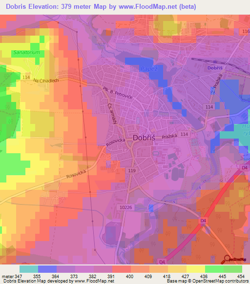 Dobris,Czech Republic Elevation Map