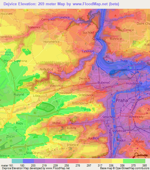 Dejvice,Czech Republic Elevation Map