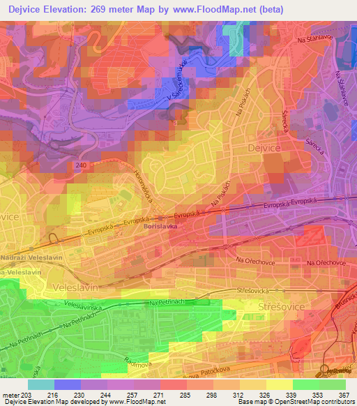 Dejvice,Czech Republic Elevation Map
