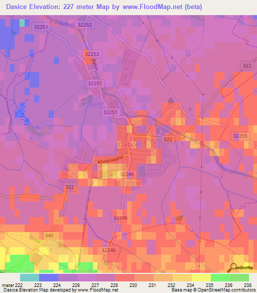 Dasice,Czech Republic Elevation Map