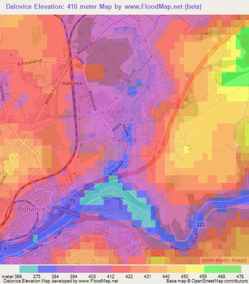 Dalovice,Czech Republic Elevation Map